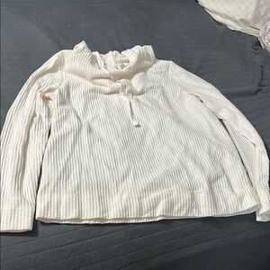 LOFT Ivory Textured Knit Pullover